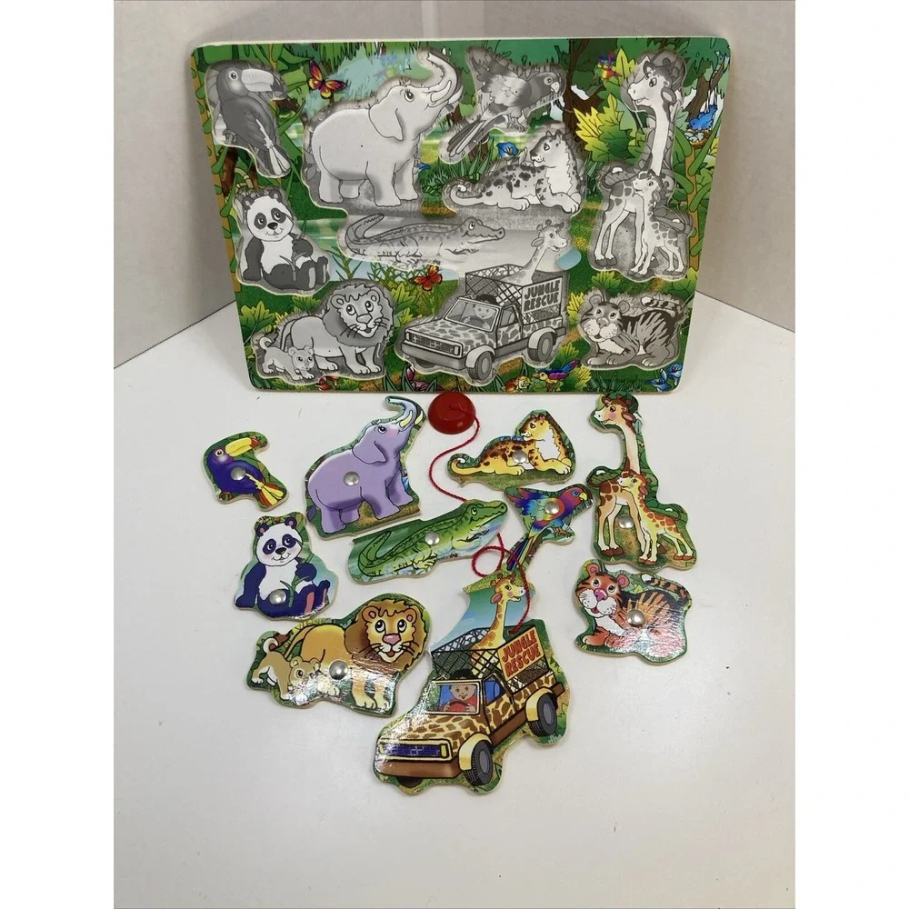 Safari Jungle Wooden Toddler‎ Chunky Puzzle 11 Piece 2005 Forever Toys